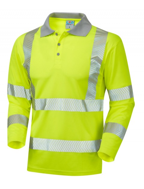 Leo Barricane CoolvizPlus Sleeved Polo Shirt Yellow High Visibility